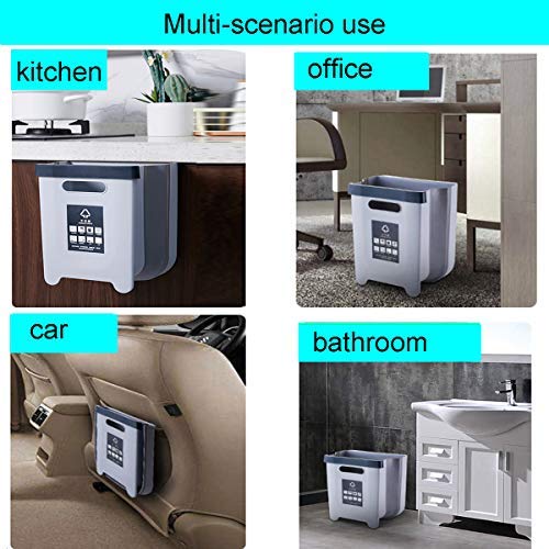 Kitchen Hanging Trash Can, Collapsible Trash Bin Small Compact Garbage
