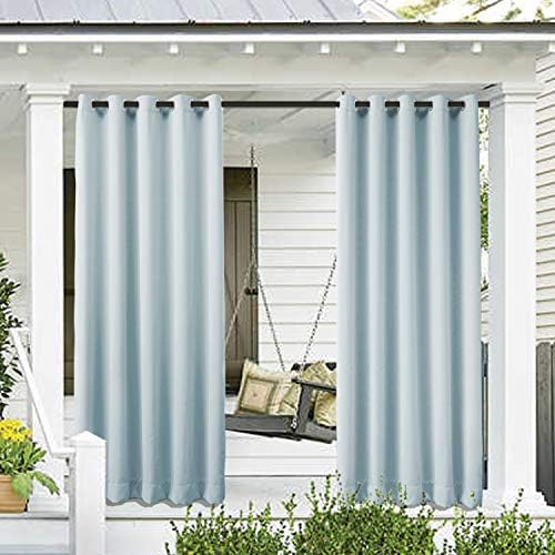 Cololeaf Outdoor Curtain for Patio Waterproof Grommet Top Thermal Insulated Blackout Outdoor Curtain Drape, Porch, Gazebo, Pergola, Cabana, Dock, Beach Home - Sky Blue 52W x 96L Inch (1 Panel)