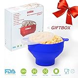 Popcorn Maker for Microwave Silicone Popcorn Popper Collapsible Popcorn with Reusable Easy to Use No BPA or PVC Toxins(blue)