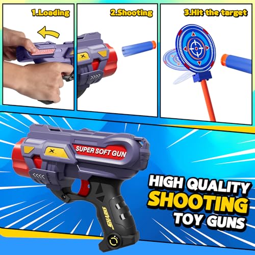 DX DA XIN Rotary Shooting Target Games for Children Includes 2 Pistols Toys 20 Foam Darts Outdoor Garden Toys Gifts for Boys 4 5 6 7 8 9 10 Years Old