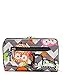 Owl Chevron Stripe Quilted Zip Around Organizer Wallet Grey