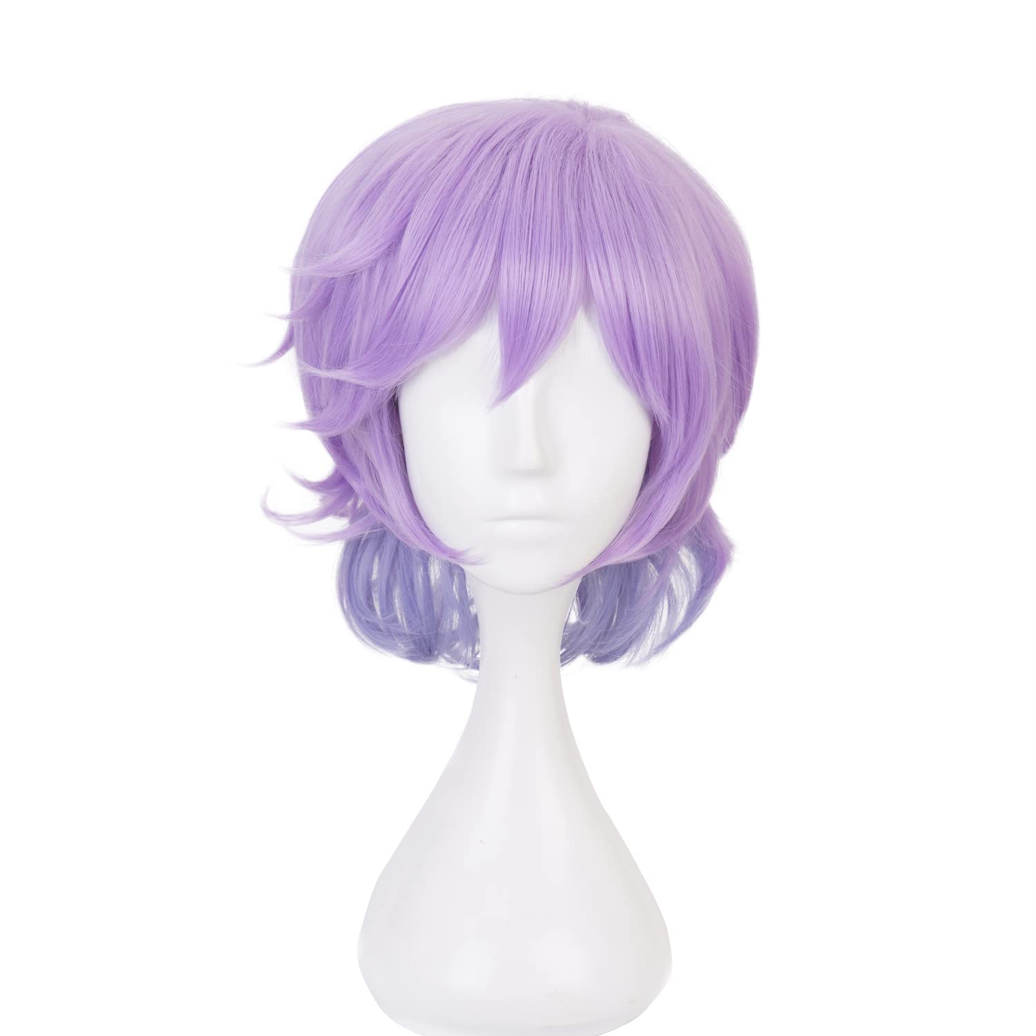 Light Purple Wave Short Wig for Anime Costume with Heat Resistant Synthetic Universal Hairs for Women Men Halloween Comic Con Replacement Wigs