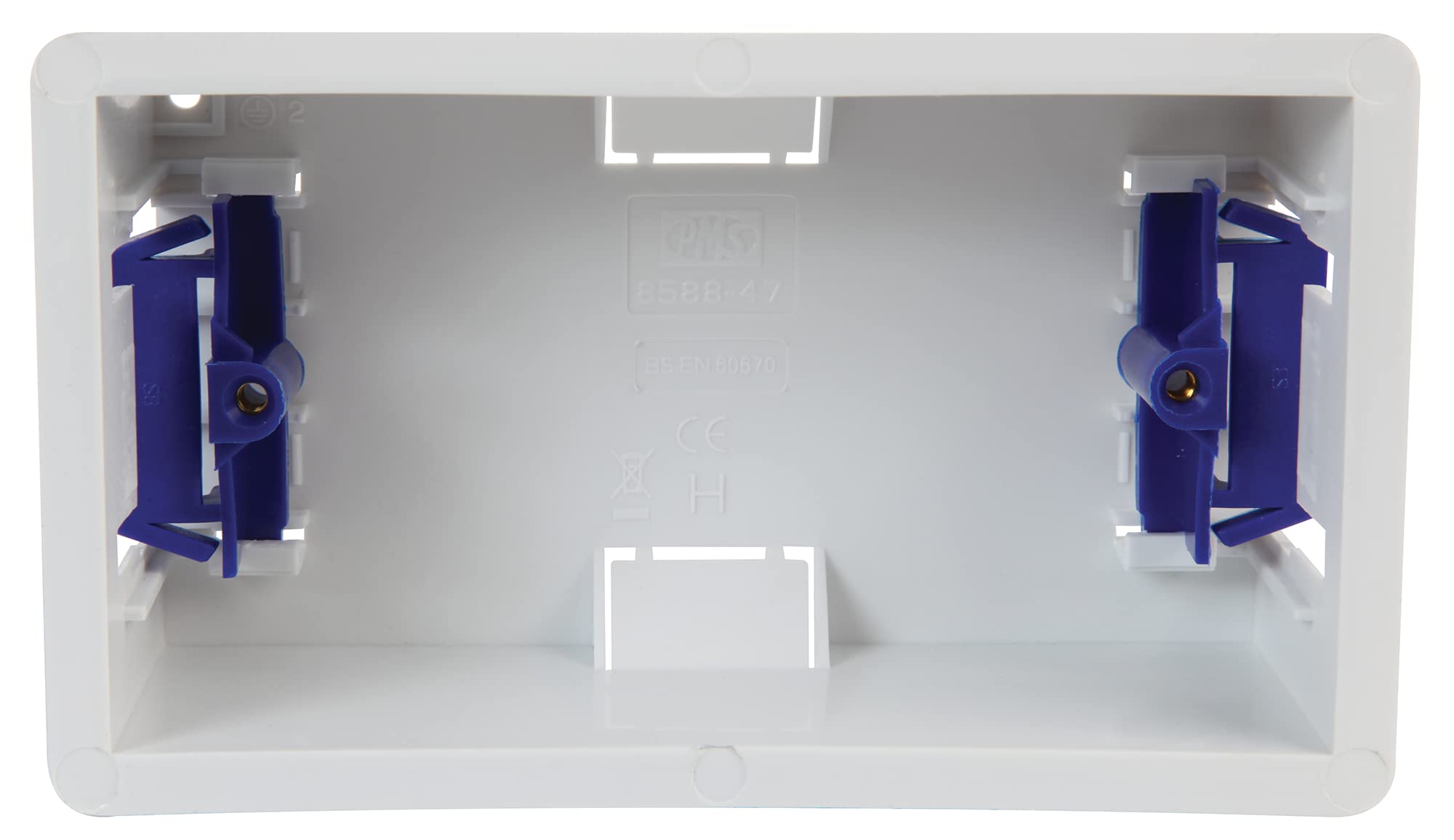 PRO ELEC 2 Gang Dry Lining Box – 47mm Depth, Flush Mount for Switches & Sockets, Adjustable Lugs, ABS – PELB1659