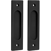 KOVOSCH 2 Pack 6 Inch Sliding Barn Door Handles, Rectangular Pocket Door Pulls, Farmhouse Rustic Style Sliding Closet Door Ha