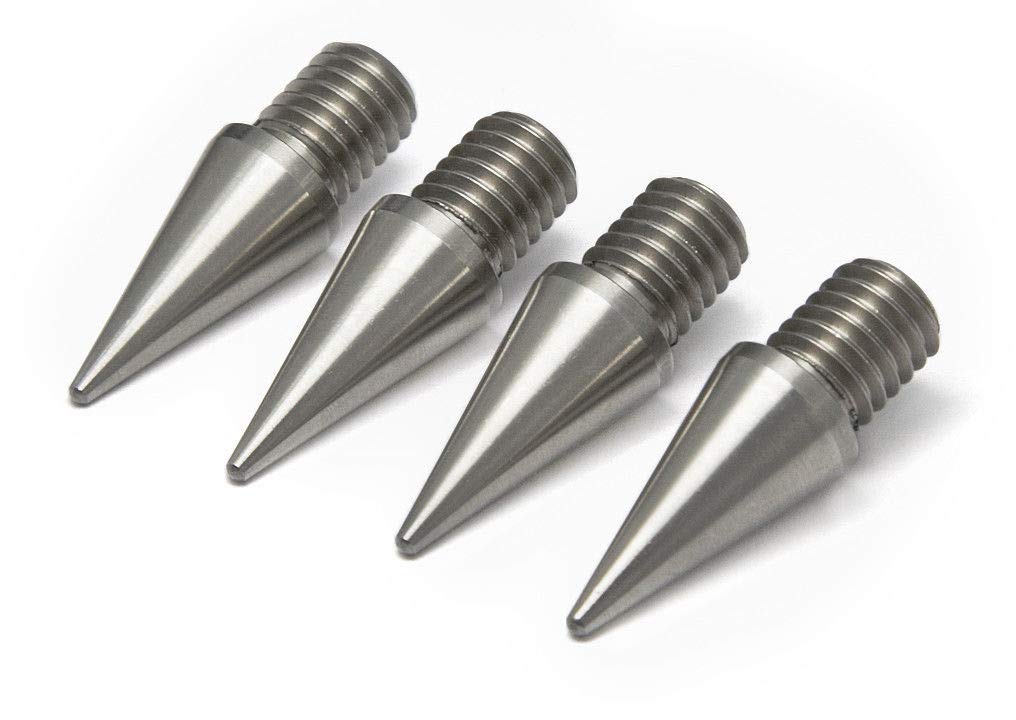 PrecisionGeek - Speaker Spikes M4 7mm long, Cone 8mm diameter, Stainless Steel for small Speakers, HiFi Stands, Cabinets, Soundbars - Set of 4 pieces