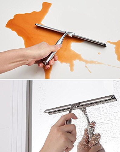 Dailyart Shower Squeegee Bathroom Glass Squeegee Window Wiper Chrome Plated and Stainless Steel Mirror Door Cleaning with Hook