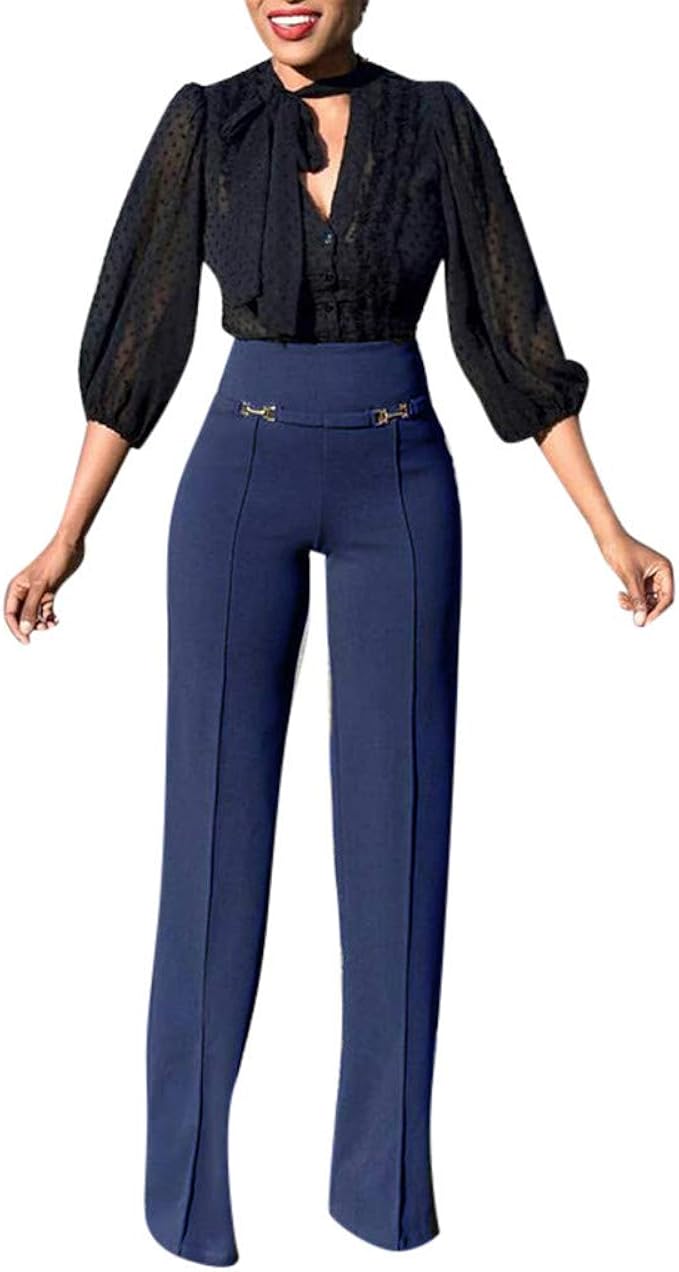 Funnygals Dress Pants For Women Slim Fit Bootcut Stretch High