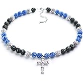 16 Inch Baseball Necklaces for Boys, 18-20 Inch Baseball Necklace, Rhinestone Baseball Bead Necklace, Baseball Cross Necklace for Men, Adjustable Baseball Drip Bling Necklace for Baseball Team Lovers