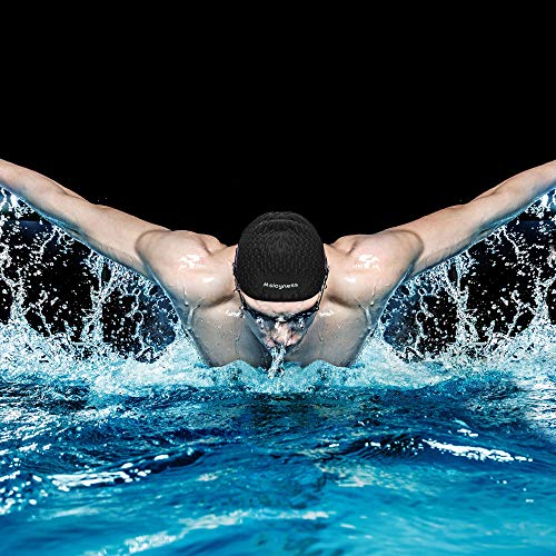 Msicyness Swim Cap for Long/Curly Hair 100% Silicone Swimming Hat for Adult Swimming Pool Laps Latex Rubber Reduce Water Intake Men Women UV Guys Girl Bathing Cap