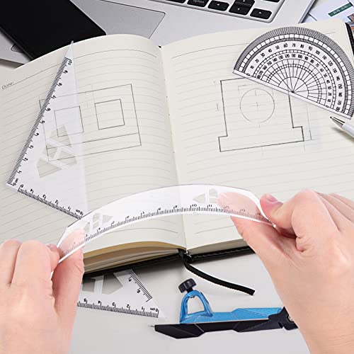 HAKACC Geometry Compass Set, 8PCS Maths Compass Drawing Compass with Rulers Pencil Eraser Sharpener Storage Case for Stationery School Engineers Drafting