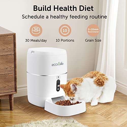 Automatic Cat Feeder, eco4life 6L WiFi Pet Food Dispenser, Timed Cat Feeder with Camera, APP
