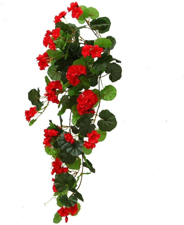 MARJON FlowersArtificial Silk Begonia Flowers with Hanging Basket Outdoor/Indoor Decor,Red