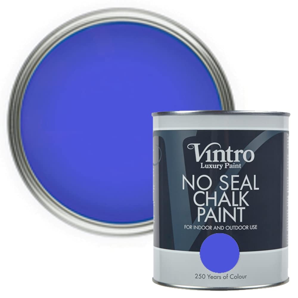Vintro Paint | No Seal Chalk Paint | Raphael Blue | Interior & Exterior Use | Furniture | Walls | Wood | Metal | 1 Litre