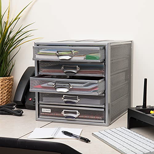 Mind Reader Desk Organizer, Silver 5 Drawer Pricepulse