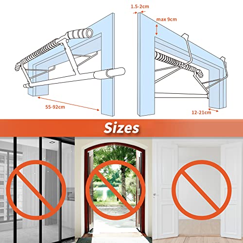 DH FitLife Barra per Trazioni da Porta | Impugnature Multiple | Senza Viti | Sbarra Trazioni 200 kg | Pull Up Bar Pieghevole | Montaggio Facile e Veloce | Elastici Trazioni Inclusi | Per Porta 70–92 cm