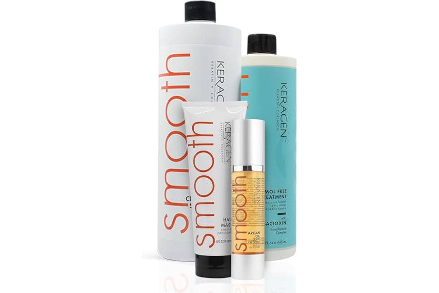 Keragen Brazilian Keratin Smoothing Treatment | Formaldehyde-Free Blowout Kit for Frizzy, Dry, or Damaged Hair | Organic Keratin and Collagen | Salon-Quality Results at Home | 16 Oz