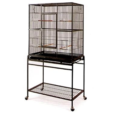 Mcage Large Wrought Iron Flight Canary Parakeet Cockatiel Lovebird Finch Sugar Glider Cage with Removable Stand Bird Cage, 32-Inch by 19-Inch by 64-Inch