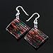 Sterling Silver Hand Painted Murano Glass Multi-Colored Abstract Art Square Dangle Earrings 2”