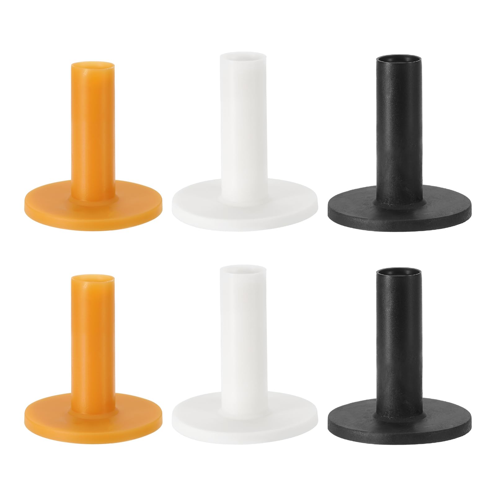 PATIKIL Rubber Golf Tee, 6 Pcs 2.4" Golf Practice Tees Training Driving Range Tee Stable Golf Ball Holder for Outdoor Indoor Hitting Mat, Black/White/Yellow