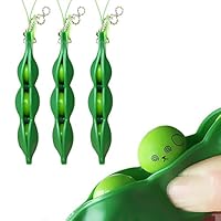 Acerich 3 Pack Squeeze-a-Bean Puchi Puti Mugen Edamame Keychain Keyring Extrusion Bean Pea Soybean Toys Gift