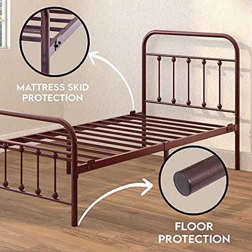 AMBEE21 Vintage Twin Metal Bed Frame with Headboard and Footboard