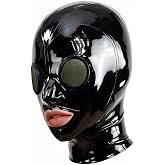 DIOVIGAA Latex Hood, Open mouth Rubber Mask with glasses, Handmade Hood with Zipper for Cosplay