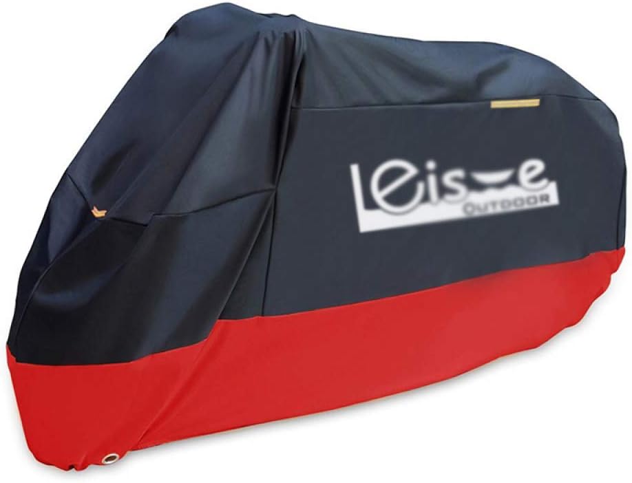 Motorbike Cover Dustproof 210D Oxford Motorcycle Cover Heavy Duty Waterproof Rain Dust UV Protective Storage Indoor Outdoor Resistant Water,Black+Red-K1600GTL
