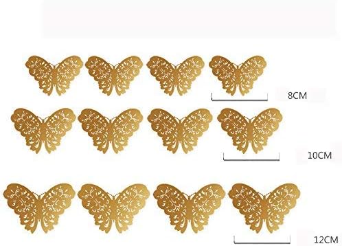 Clearance Sale 2018 New 3D Hollow Butterfly Wall Stickers,12pcs Home Décor Wall Stickers PVC 3D Butterflies Art Decals Home Decoration Rainbow for Fridge Bathroom Bedroom Living Room (Standard, C)