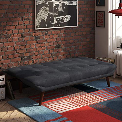 REALROOMS Adley Small Space Convertible Modern Futon Couch Lounger, Navy Blue Linen - Thumbnail 7
