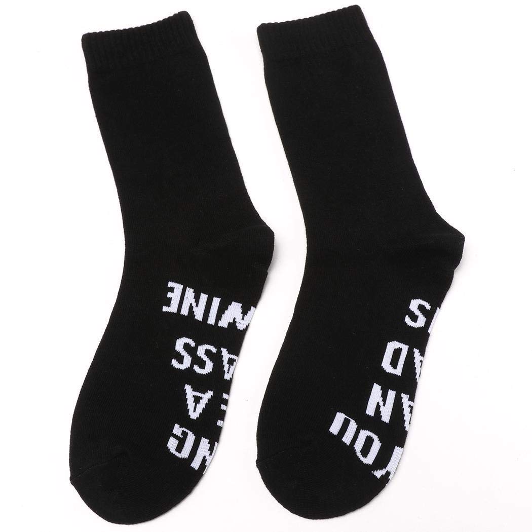IF YOU CAN READ THIS Funny Saying Knitting Word Combed Cotton Crew Wine Coffee Beer Socks For Unisex Men Women (Black White)