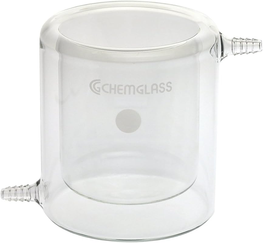 Chemglass CG-1103-06 Jacketed Reaction Beaker for Temperature Controlled Chemical and Biological Reactions, 2000ml Capacity