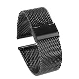 Beauty7 Heavy Black 18-24mm Stainless Steel Mesh Watch Band Bracelet Strap Replacement Adjustable Buckle