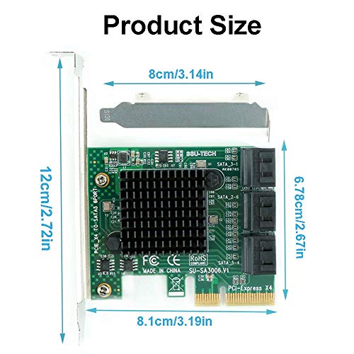 SATA 3.0 Card,6 Port with 6 SATA Cables,6 Gbps SATA Controller PCIe Expression Card with Low Profile Bracket,Boot as System Disk,Support 6 SATA 3.0 Devices,Built-in Adapter Converter for Desktop PC - Thumbnail 5