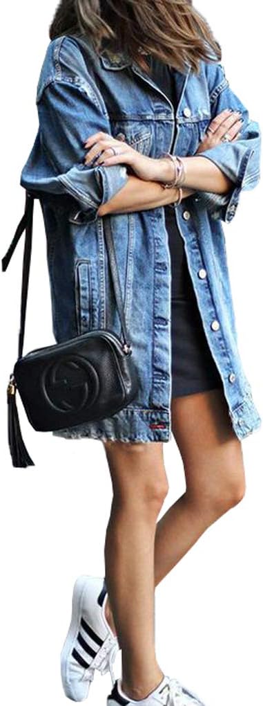 Nilover Women Girls Distressed Denim Jacket Spring Summer Vintage Denim Jacket Ladies Casual Denim Coat