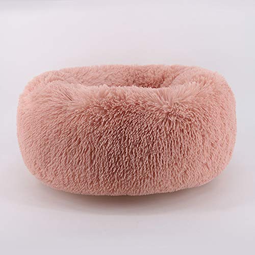 WonderKathy Modern Soft Plush Round Pet Bed for Cats or Small Dogs, Mini Medium Sized Dog Cat Bed Self Warming Autumn Winter Indoor Snooze Sleeping Cozy Kitty Teddy Kennel (S(19.7"Dx7.9"H), Pink)