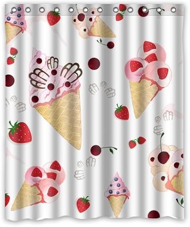 Icecream Polyester Waterproof 150 X 180 Cm Bathroom Shower Curtain Amazon Co Uk Kitchen Home