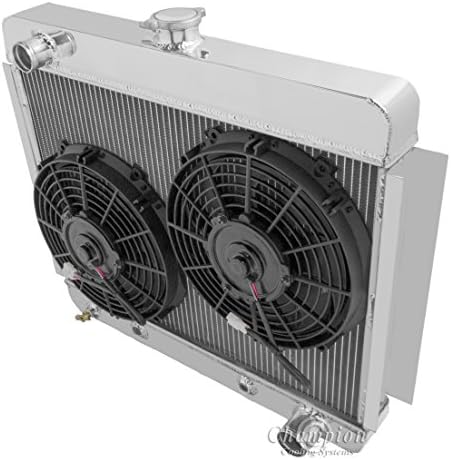 3 Row Radiator,Aluminum & 2-10" Fans for Dodge B-Series Van,D/W Series Pickup Trucks,Challenger,Ram Charger,Chevy Cars w/V8 conver. ONLY.Nova w/V8 conversion ONLY. Radiator by Champion,Part#6267
