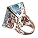 FEDULK 2019 New Aquamarine Ring for Women Wedding Emerald Colourful Rings Gifts Lover Couples(B, 7)