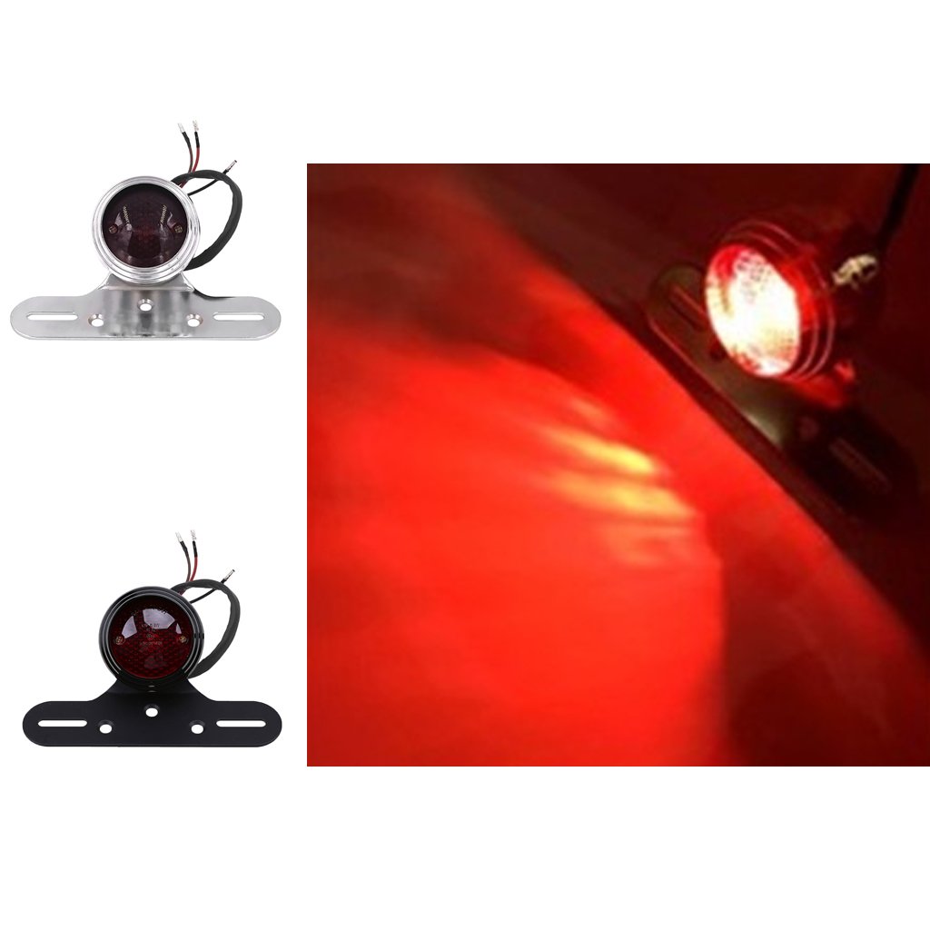 Sharplace Moto Feu Stop Arri/ère 12V Support De Plaque DImmatriculation Lat/éral Mount pour ATV Cafe Racer Noir