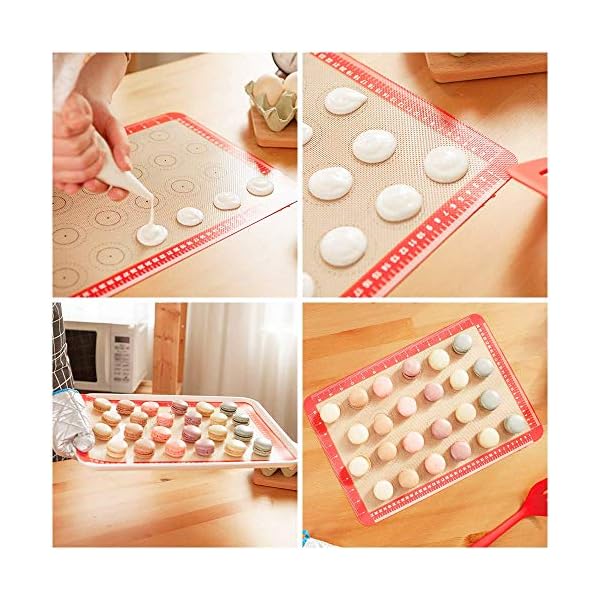 UOON Silicone Baking Mat Sheet Set of 3 - Non Stick Mat Sheets Tray Liner - Reusable BPA Free Professional Silicone Cooking Mats Perfect Bakeware for Baking Cookies, Pastry, Macarons and Pizza 3 Pack