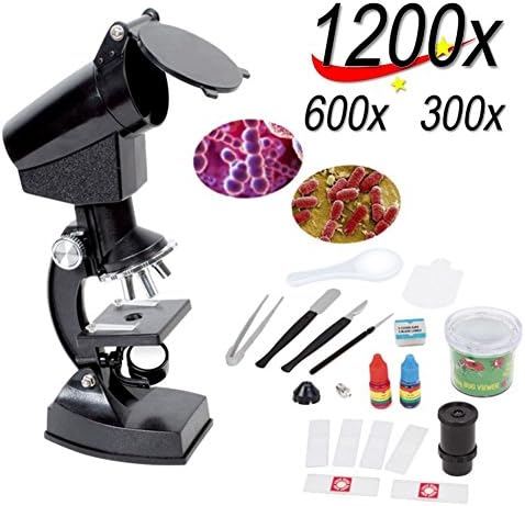 EWLAN Student Beginner Microscope kids science kits With LED,300X/600X/1200X Magnification,Includes Accessory Set and Box