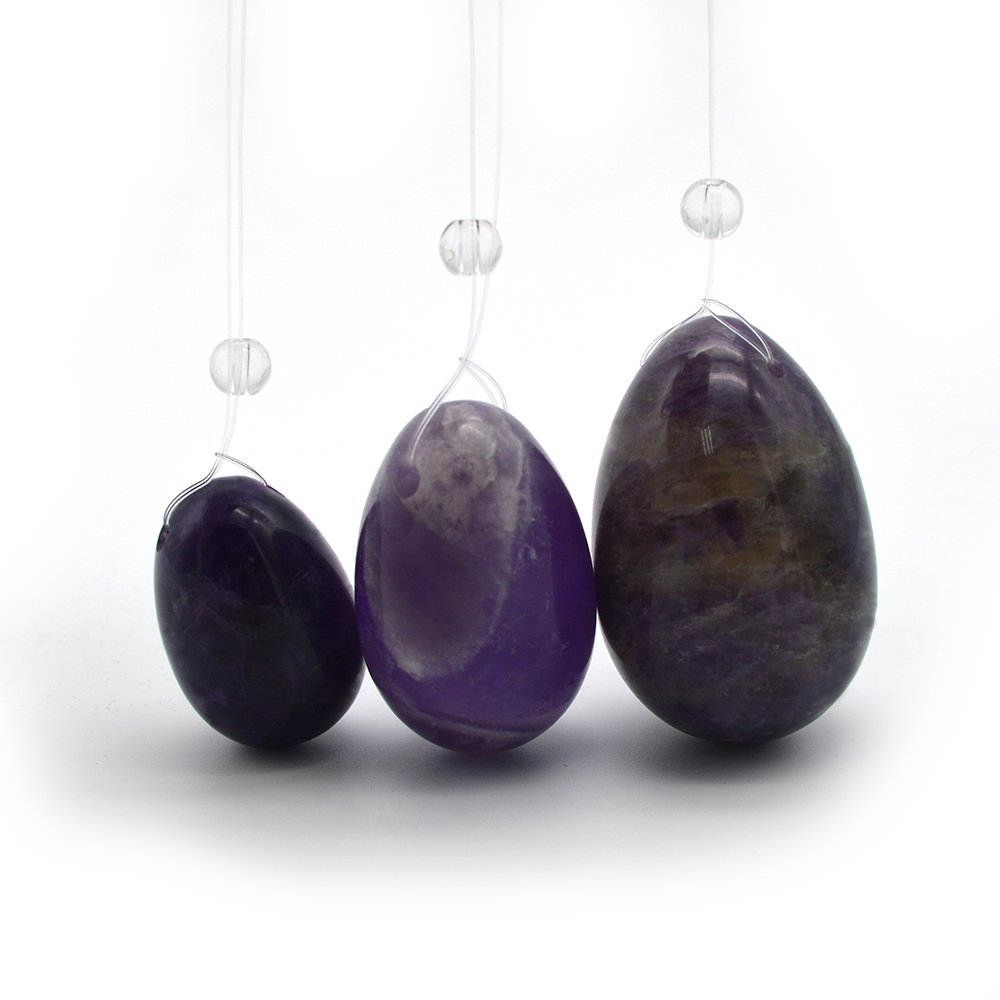 Amazon Com 3pcs Drilled Amethyst Jade Eggs Yoni Eggs