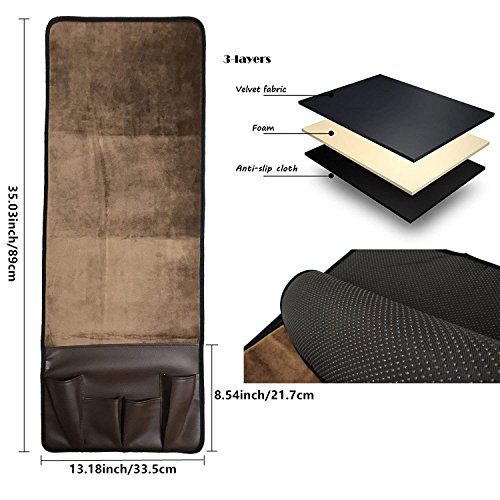 Wanty Velvet Sofa Couch Chair Armrest Soft Caddy Organizer Holder for Remote Control, Cell Phone, Book, Pencil (Brown)