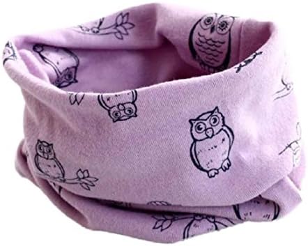 OVERMAL Baby Owl Print Collar Cotton O Ring Neck Scarves (Purple)