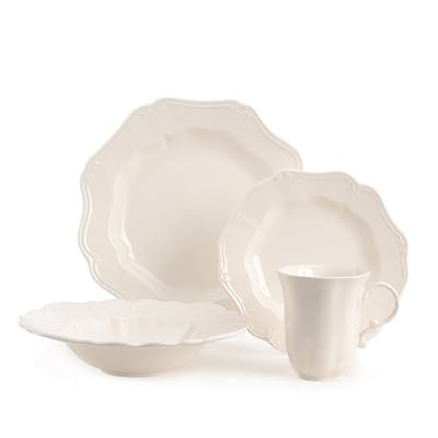 Red Vanilla FQ900-016 Country Estate 16-Piece Dinnerware Set, White