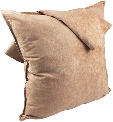 Zealax 2-Pack Cushion Covers Solid Color Comfortable Faux Suede Decorative Throw Pillow Covers Pillowcases for Sofa Couch Living Room Decor, 18 x 18 inches, Light Camel