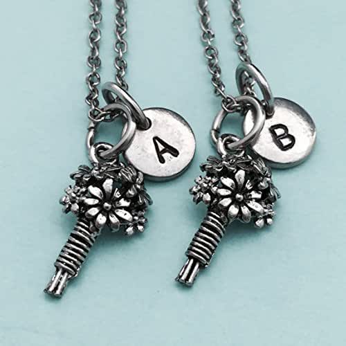 Best friend necklace, flower bouquet necklace, flowers
