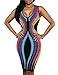Ninimour Womens Sleeveless Stripe Print Slim Fit Package Hip Bodycon Dress T S