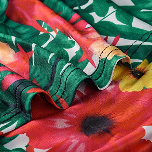 Toimothcn Women Maxi Dress Long Sleeve Floral Dot Printed Colorblock Long Dresses(Green,S)