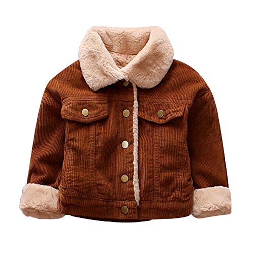 Kids Baby Winter Corduroy Trucker Coat Thick Warm Fleece Lined Button Down Outerwear Jacket (2-3T, Coffee)